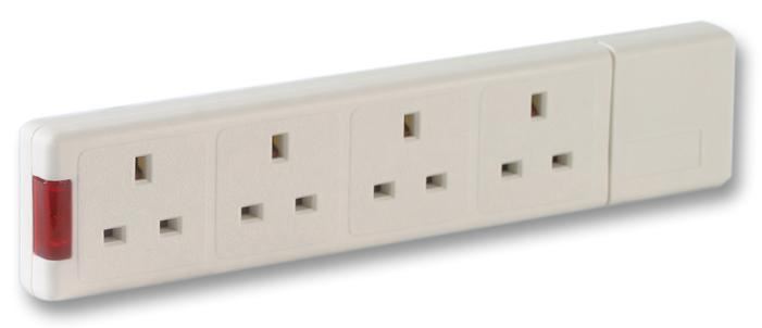 PRO ELEC Toma Múltiple 4 Enchufes 13A con LED, Blanco