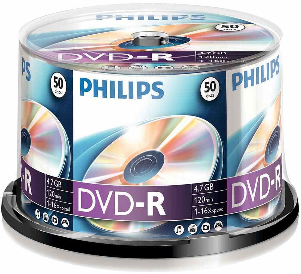 Philips DVD-R 16x, Paquete de 50 Discos, 4.7GB