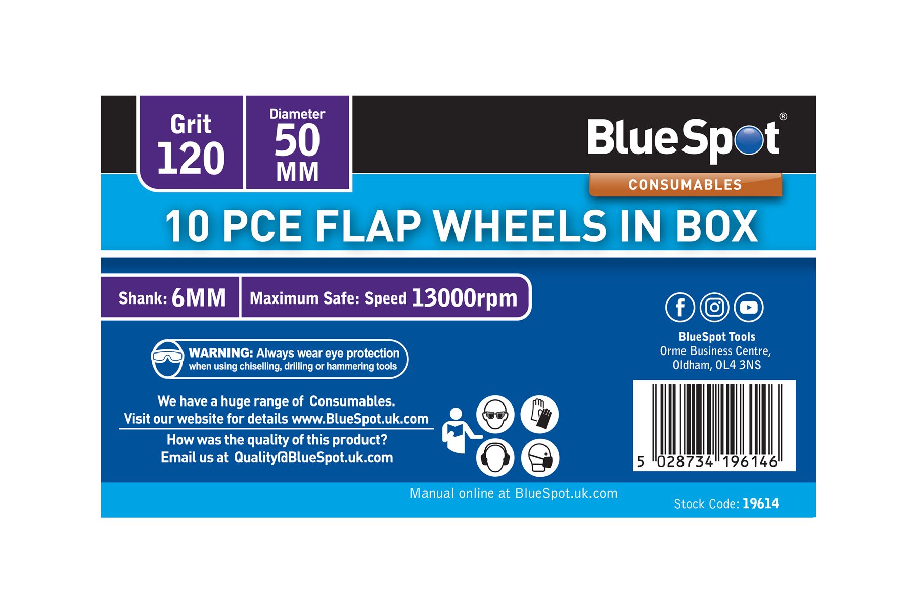 Blue Spot Set da 10 Ruote a Lamelle da 50mm Grana 120