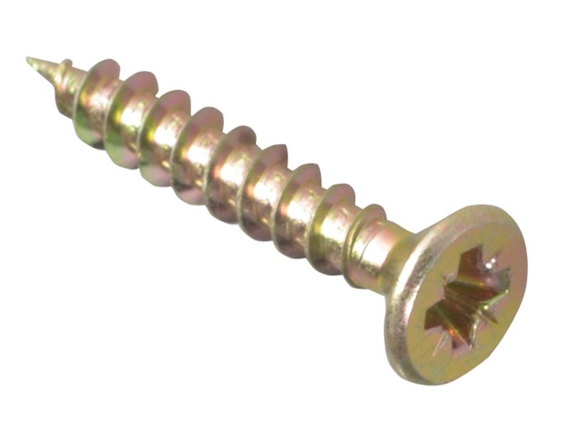 ForgeFix Multi-Purpose Pozi Screws, Zinc Yellow, 4.0 x 25mm (200 Pack)