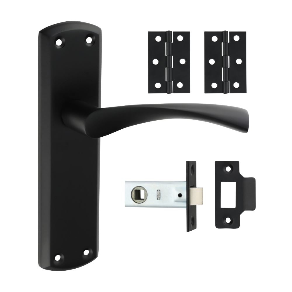 Timco - Set Pintu Zeta Latch - Matt Hitam (Saiz Campuran - 1 Set)
