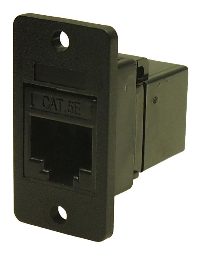 CLIFF Cat5e RJ45 Feedthrough Connector, Black, 3.2mm Plain Holes