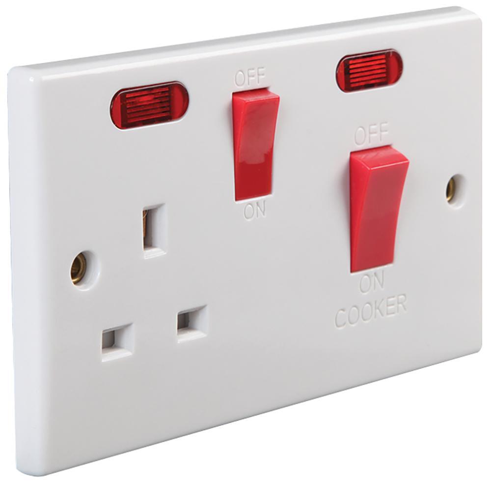 PRO ELEC Jednopolohová ovládací jednotka pro sporák s neonem, 45A, 250V