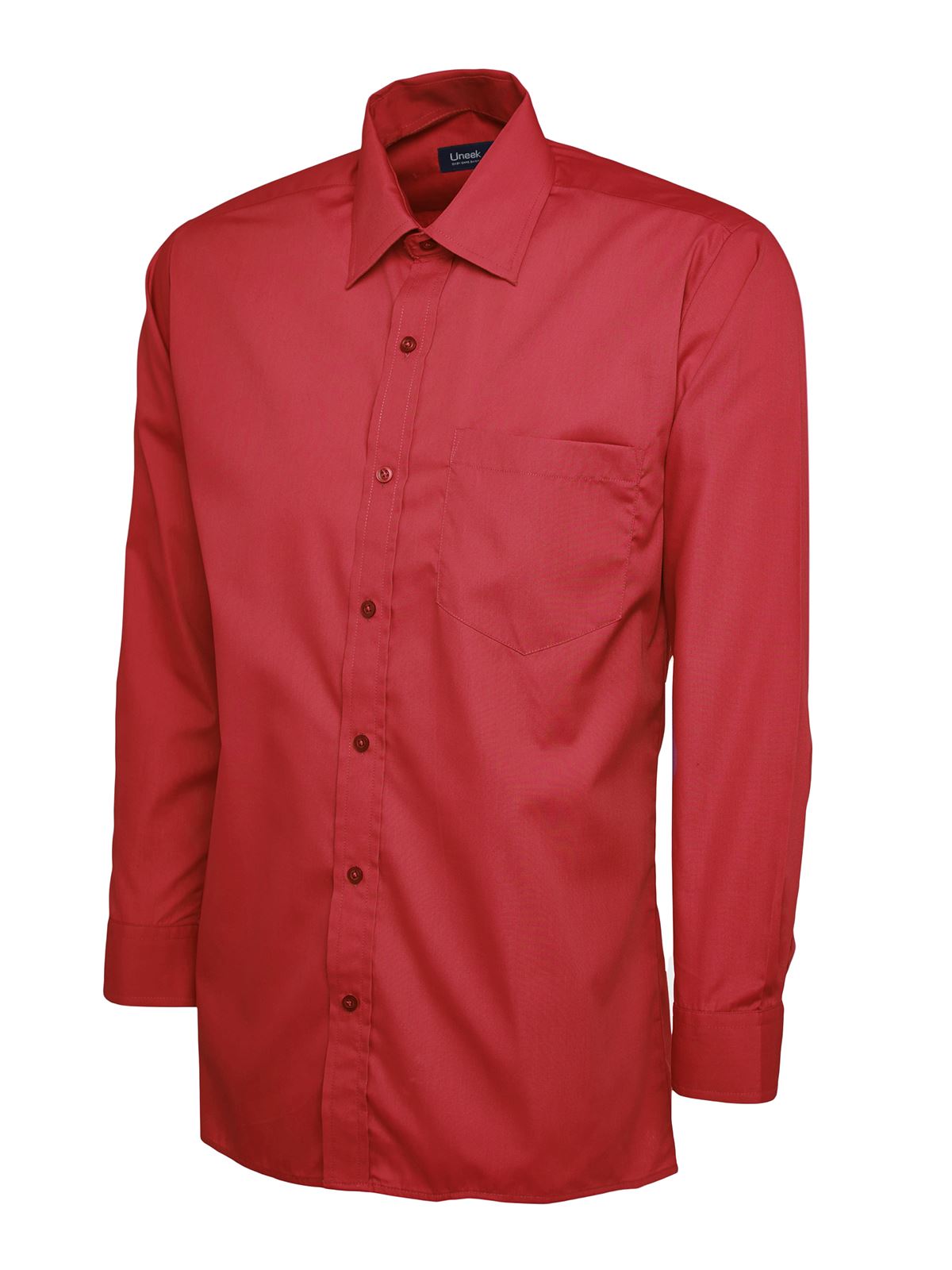 Uneek Men's Red Poplin Shirt - Long Sleeve - Size 17