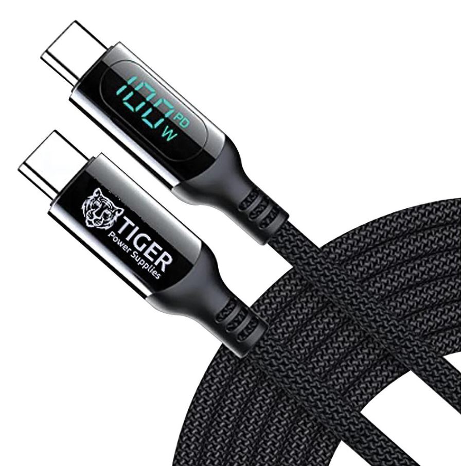 TIGER Cavo USB-C con Display LED, 2m, Ricarica Rapida 100W