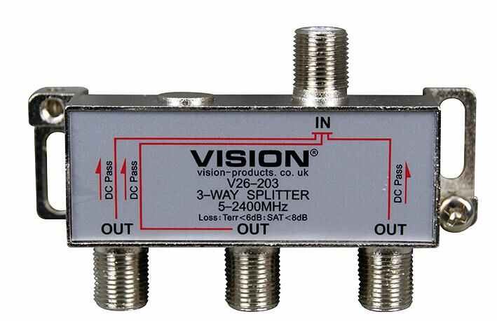 Vision Divisore di Segnale 3 Vie, Passante DC, 5-2400MHz, Connettori F-Femmina