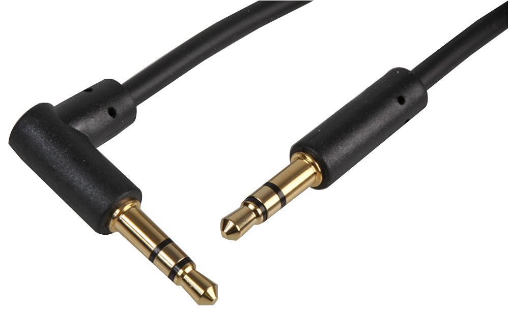 PRO SIGNAL Cable Estéreo de 3.5mm con Conector en Ángulo de 90°, 0.5m Negro