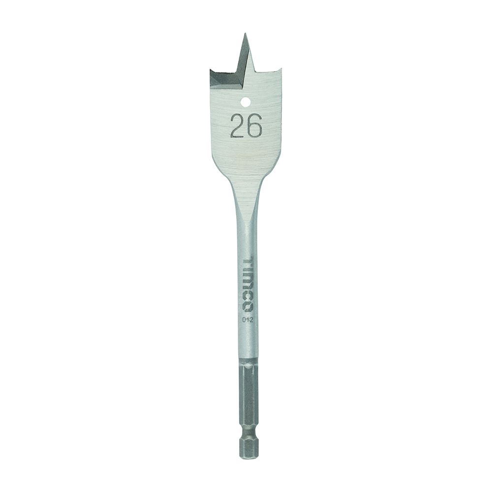 Timco Flat Wood Drill Bit, 26.0 x 152mm, Hex Shank