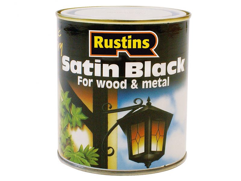 Rustins Snel-Drogende Satijn Zwarte Verf, 500ml