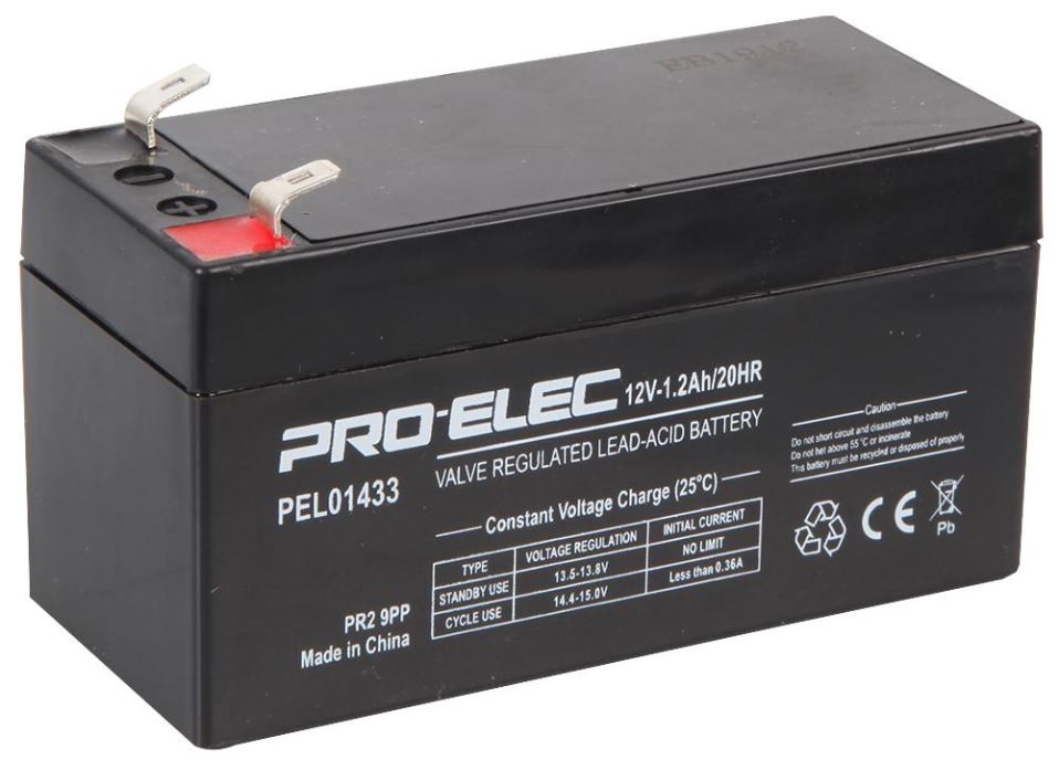 PRO ELEC 1.2Ah 12V AGM Lead Acid Battery