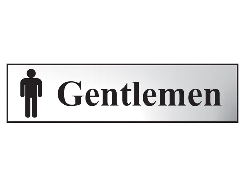 Plaque de salle de bain 'Gentlemen' en chrome poli Scan, 200 mm x 50 mm