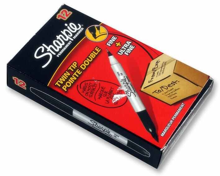 SHARPIE Twin Tip Permanent Marker Pens, Black, Pack of 12