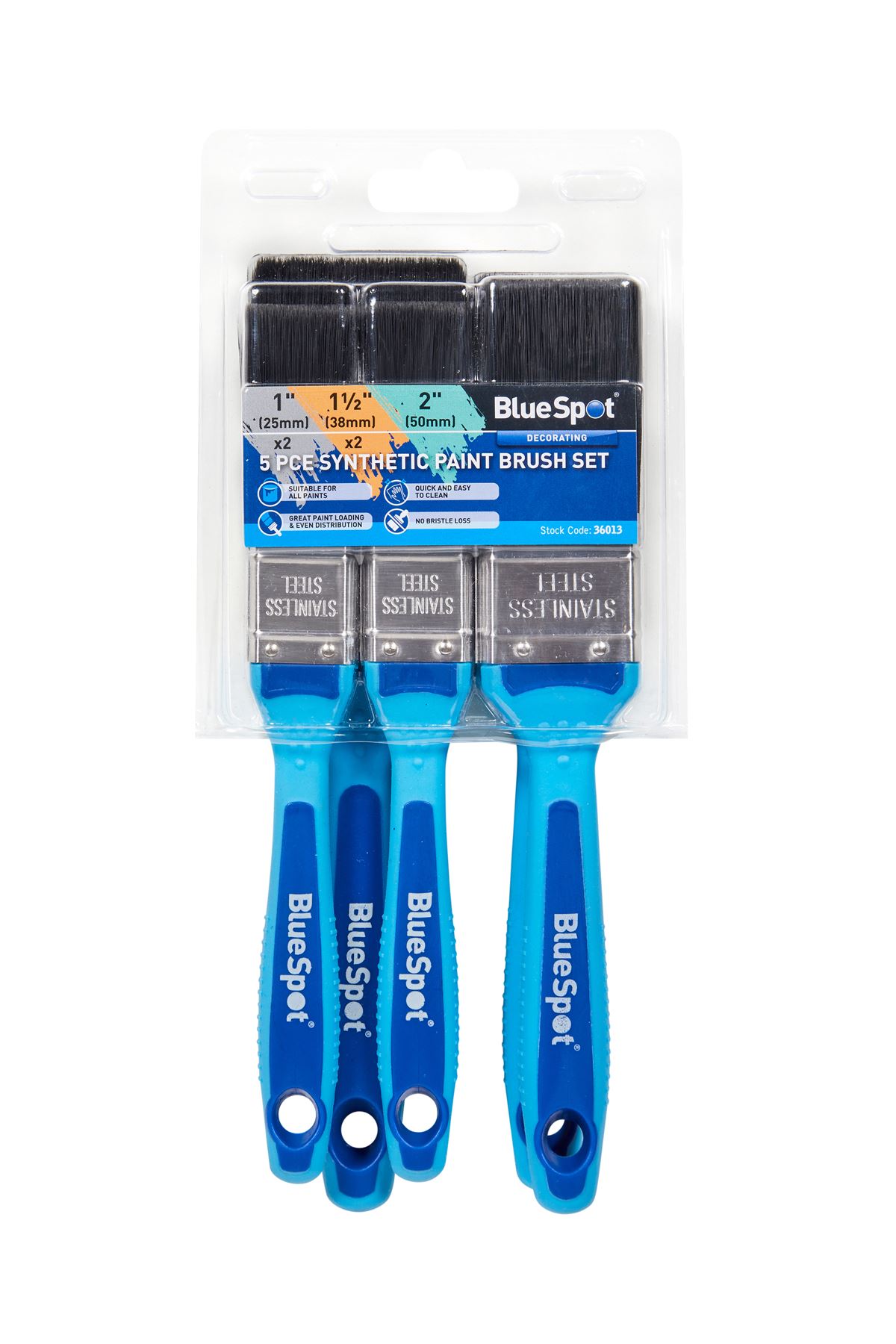Blue Spot 5-Piece Synthetic Paint Brush Set with Soft Grip