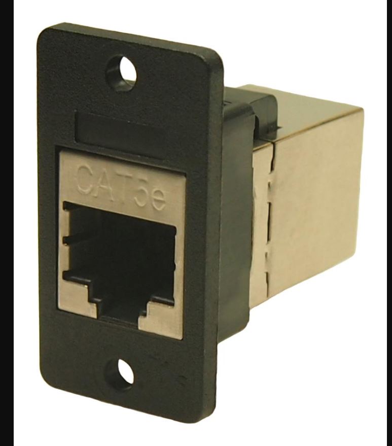 CLIFF Slim RJ45 Cat5e Stíněný průchozí konektor, černý, otvory 3.2mm
