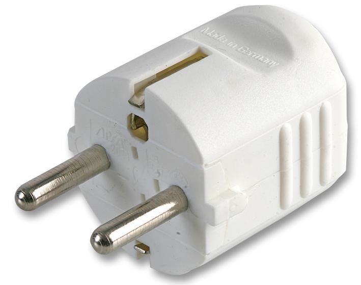 PRO ELEC Rewireable Schuko Plug, 16A, White, Side Entry