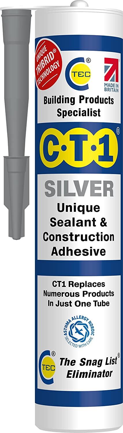 CT1 Silver Building Sealant & Adhesive – Tribrid Technology, 1 Pack