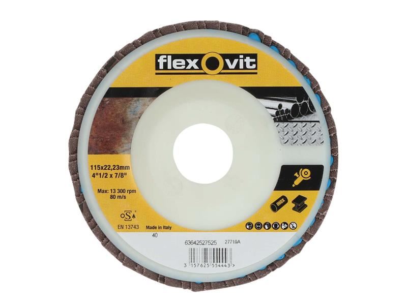 Flexovit 115mm 80G Flap Disc for Angle Grinders