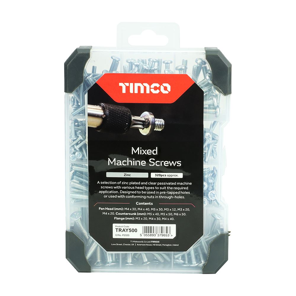 Timco Mixed Machine Screws, Zinc Plated, 320-Piece Assortment