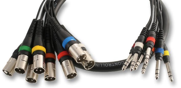 Pulse 8-Wegen XLR naar 6.35mm Stereo Jack Loom, 2.5m Zwart