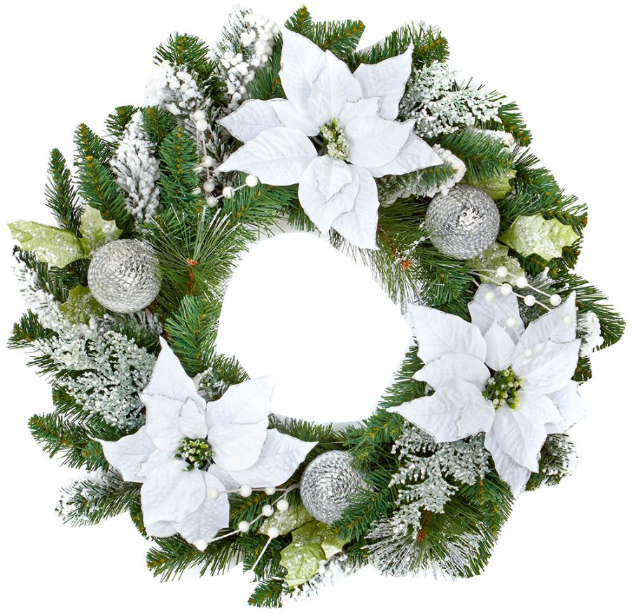 Premier 60cm Kerststermaandkrans, Wit en Groen