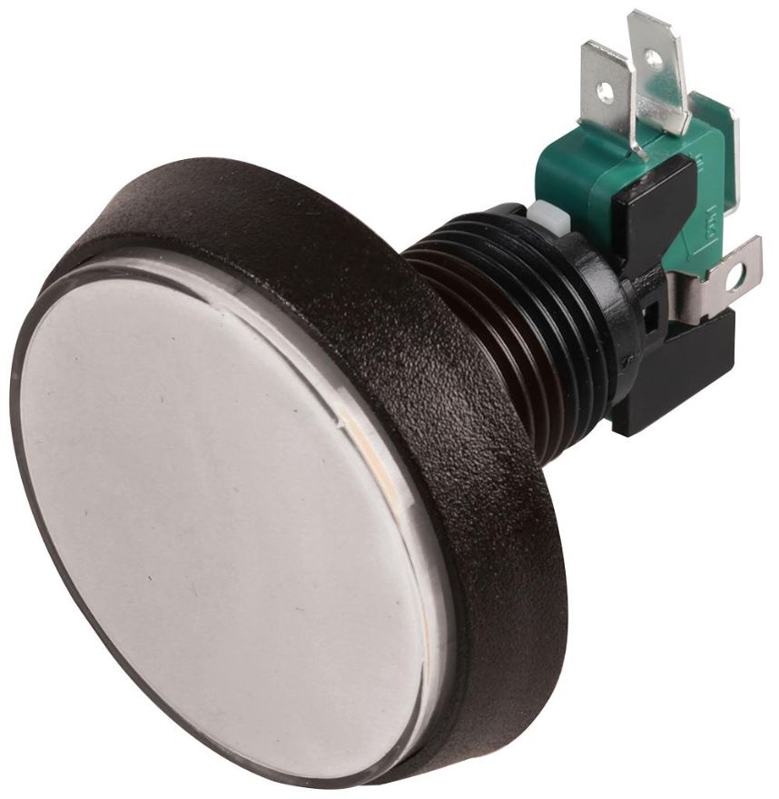 RJS Electronics Illuminated Dome Push Button Switch, Arcade, 12V DC, White