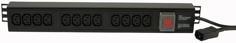 POWERDATA TECHNOLOGIES - 12位 IEC C13 PDU配C14插頭 - 垂直機架式電源分配器