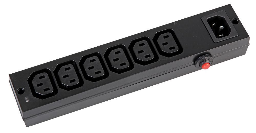 PRO ELEC 6-Way IEC Distribution Block with Overload Protection