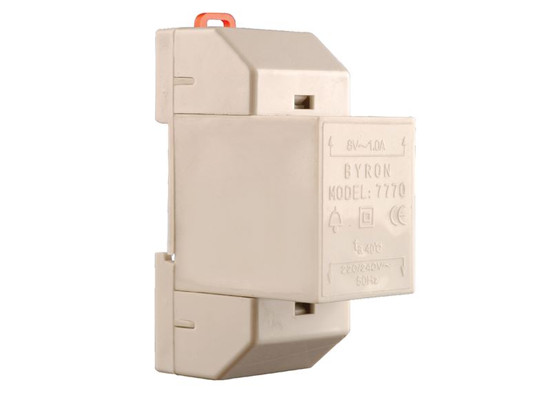Byron 7770 Transformateur filaire pour rail DIN 8V 1A Blanc
