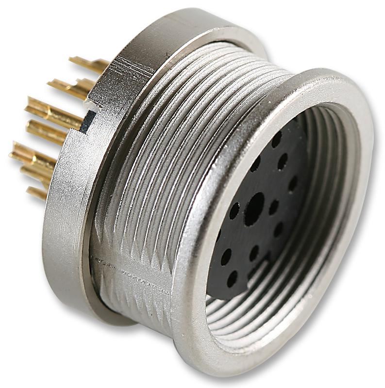 Lumberg 0304 12-Way Panel Mount Socket, Silver-Plated, IP68