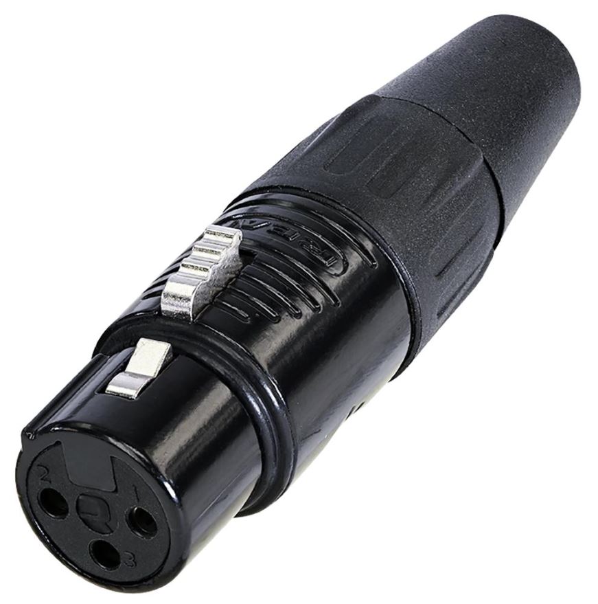REAN RC3F-B Υποδοχή XLR, 3 Πόλοι, Μαύρο, Χρυσοπλαστές Επαφές