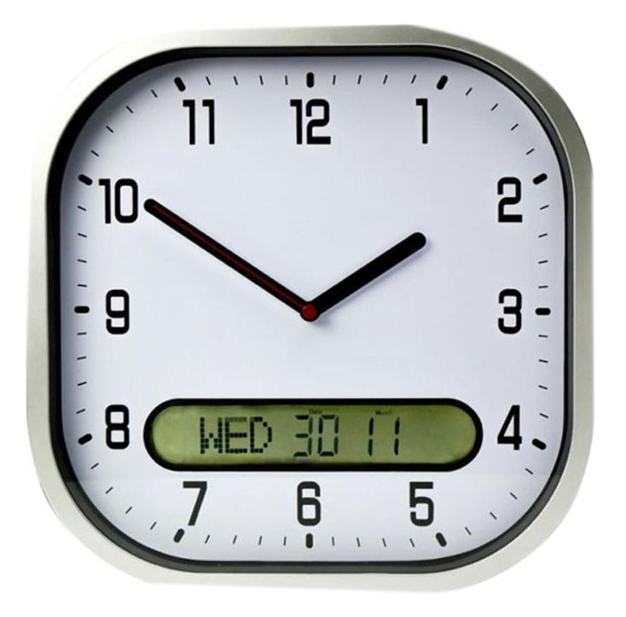 LIFEMAX High Contrast Clear Time Day-Date Wall Clock, 30cm - White