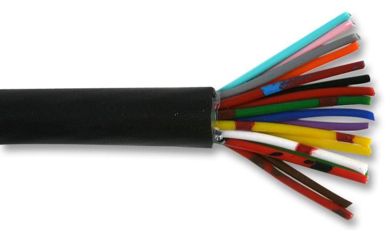 Multicomp Pro 25-Core Unscreened Cable, 0.2mm, 25m, Black