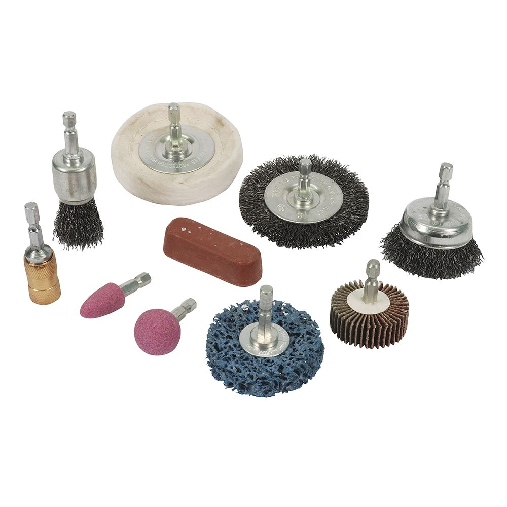 Silverline 10-Piece Cleaning & Polishing Kit for Drills, 6mm