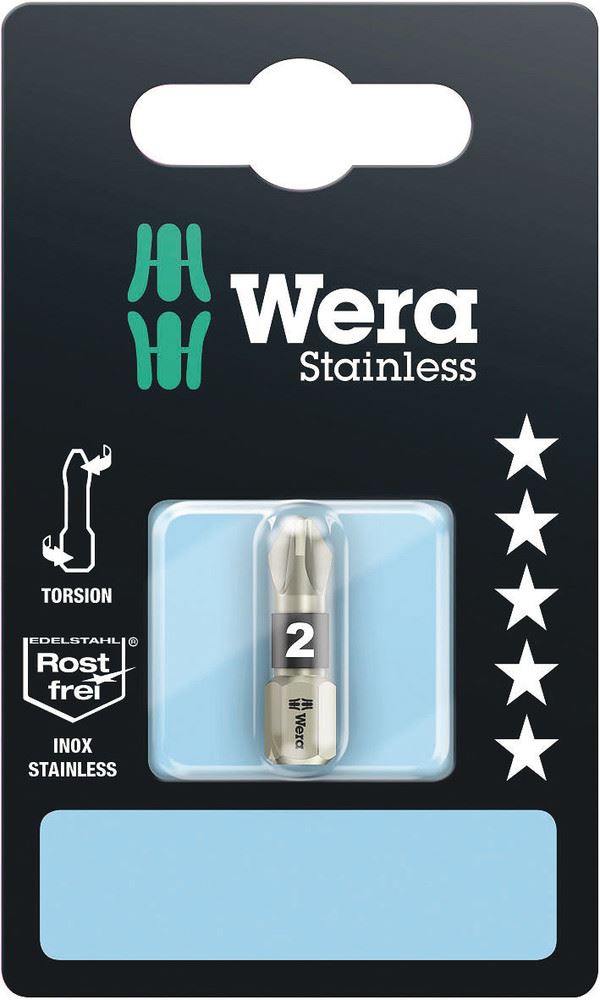 Wera 3855/1 TS SB Stainless Steel PZ 2 x 25mm Bits