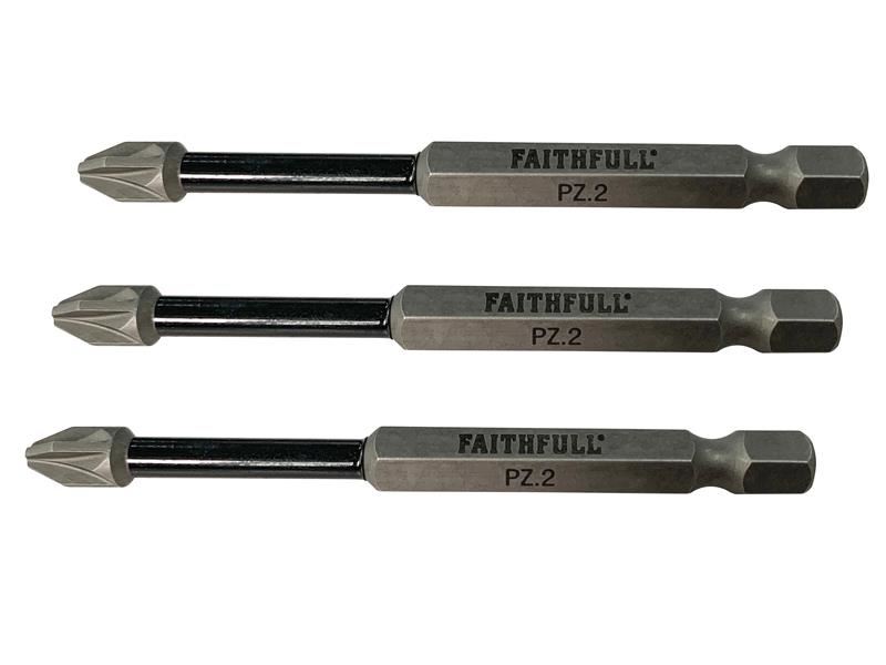 Faithfull Pozidriv PZ2 Impact Schroevendraaiertips, 75mm (Set van 3)
