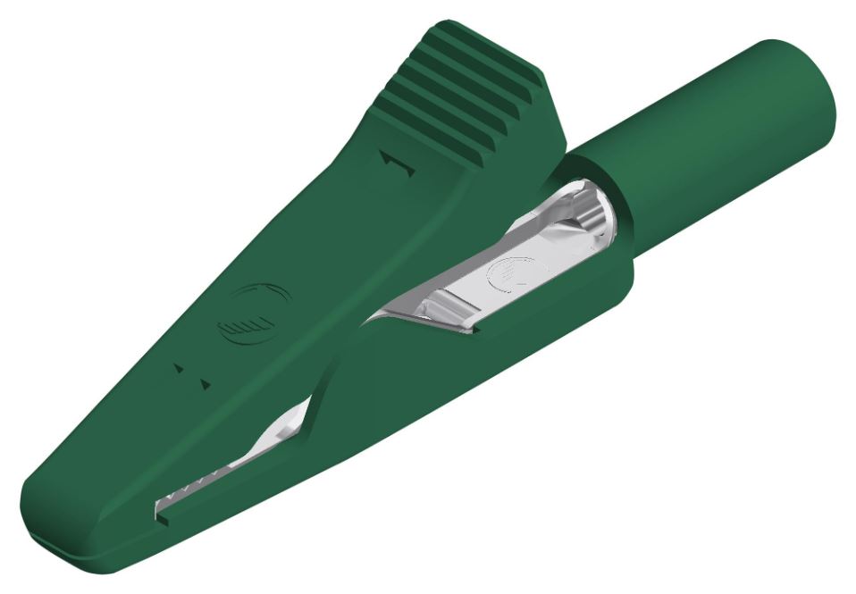 Hirschmann 8A 2mm izolovaný krokodýlkový svorkovník, zelený