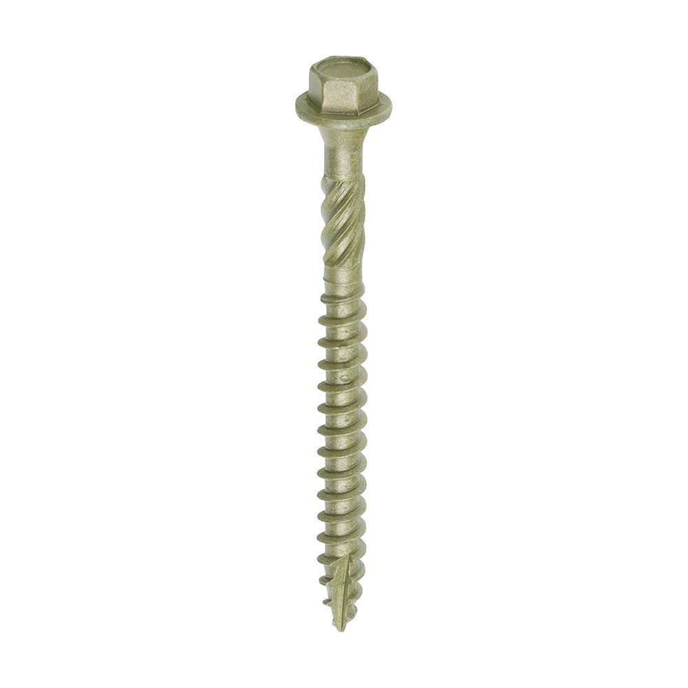 Timco Timber Frame & Landscaping Hex Screws, Exterior Green, 6.7x75mm, 50pk