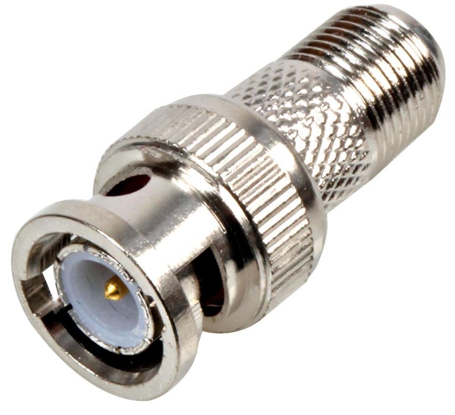 PRO SIGNAL BNC Plug to F-Type Socket Adaptor, 50ohm, Nickel Plated