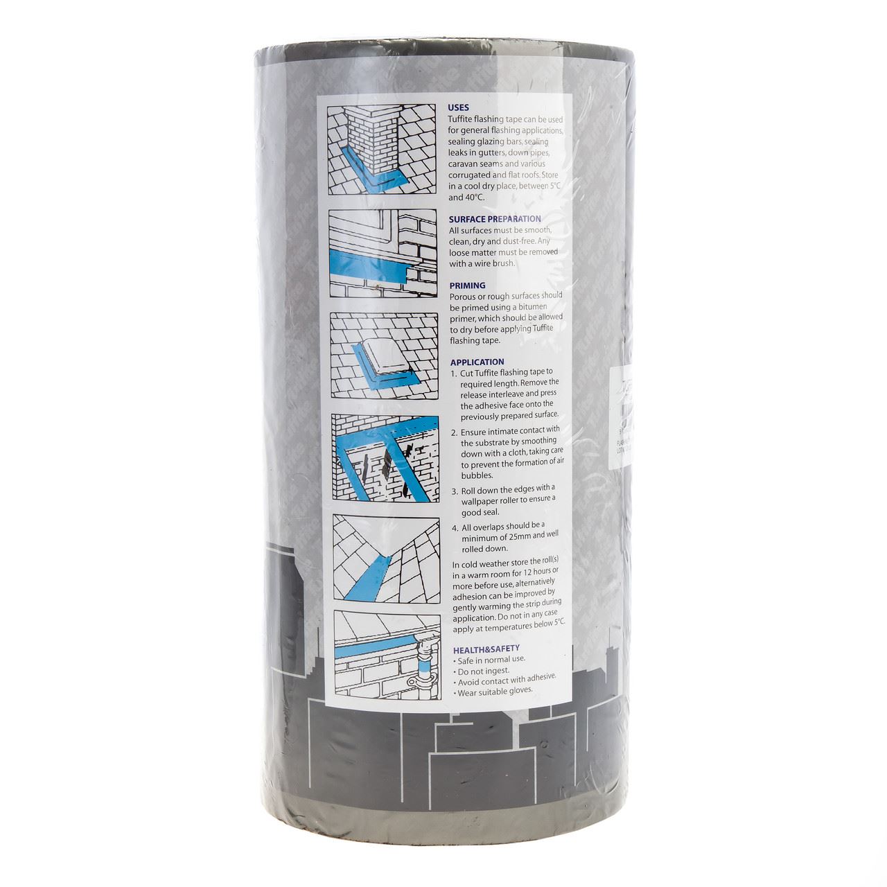 Tuffite Self-Adhesive Flashing Tape, 10m x 450mm, Lead Grey