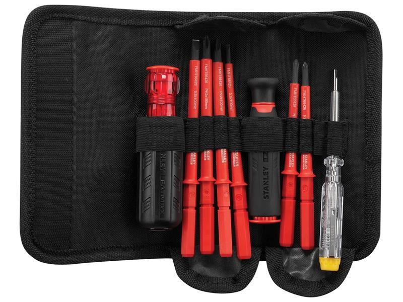 STANLEY Set di Cacciaviti Multipunta VDE 10 Pezzi con Borsa