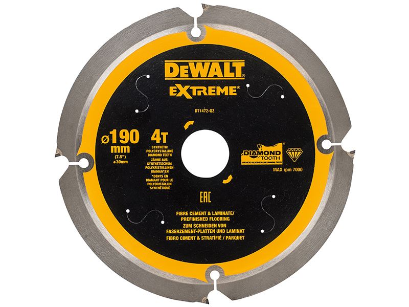 Dewalt Extreme PCD セメントボード用ソーブレード 190mm x 30mm