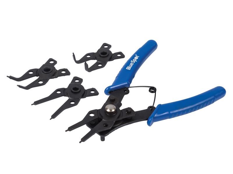 BlueSpot 4-in-1 Circlip Pliers with Interchangeable Jaws, 160mm
