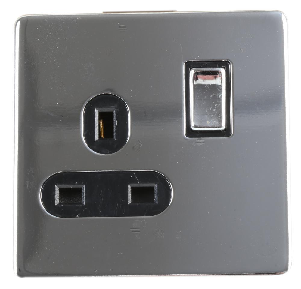 PRO ELEC Screwless Switched Socket 13A, Polished Chrome
