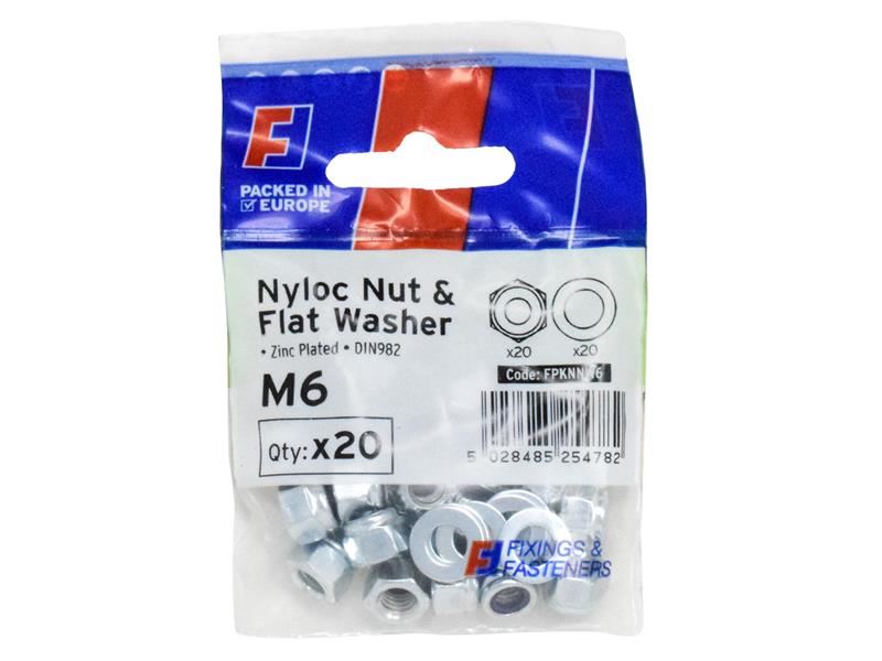 ForgeFix Pacote de 20 Porcas Nyloc e Anilhas M6