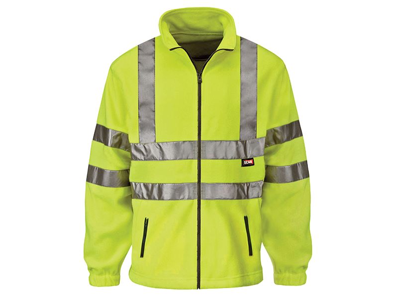 Scan Hi-Vis Yellow Zip Fleece Jacket, L (42in)
