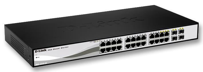 D-LINK 24-Poorts Gigabit Smart Managed Switch, 4 SFP-poorten, Fanless