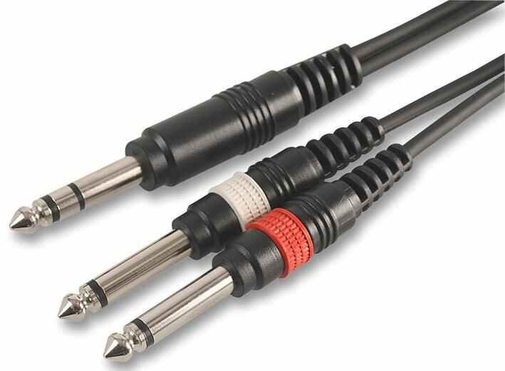 Pulse - Καλώδιο 6.35mm Stereo Jack σε 2x Mono Jacks, 0.3m, Μαύρο
