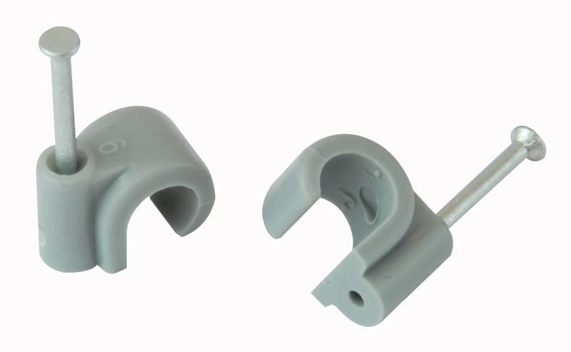 UNIFIX Round Cable Clips, 9mm, Grey, 100-Pack