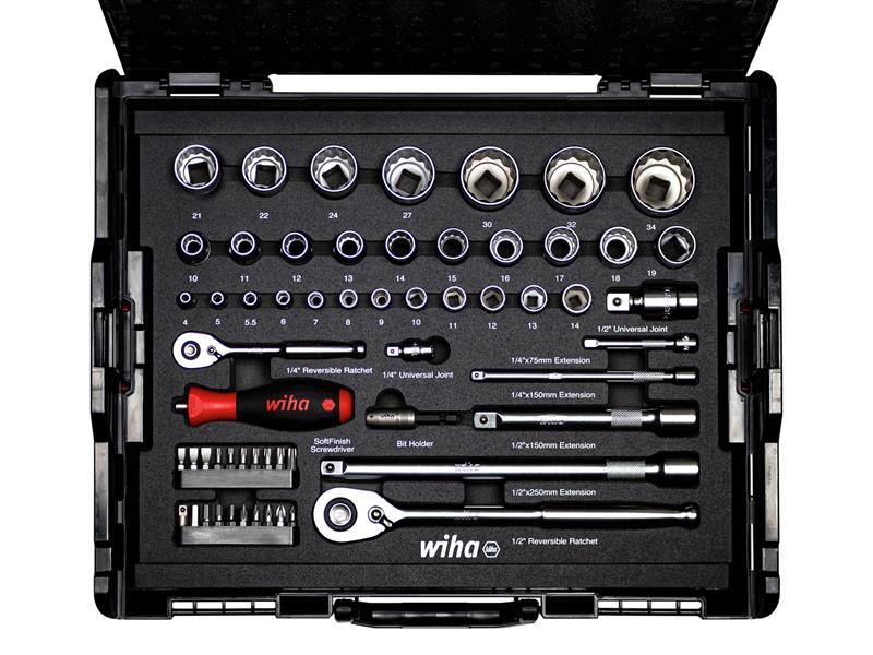 Wiha 1/4in & 1/2in Nut Driver & Bit Set, 60-Piece (with Case)