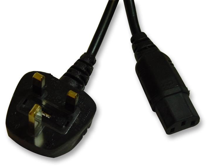 PRO ELEC - 英式插頭轉IEC C13插座 電源線 2米 黑色